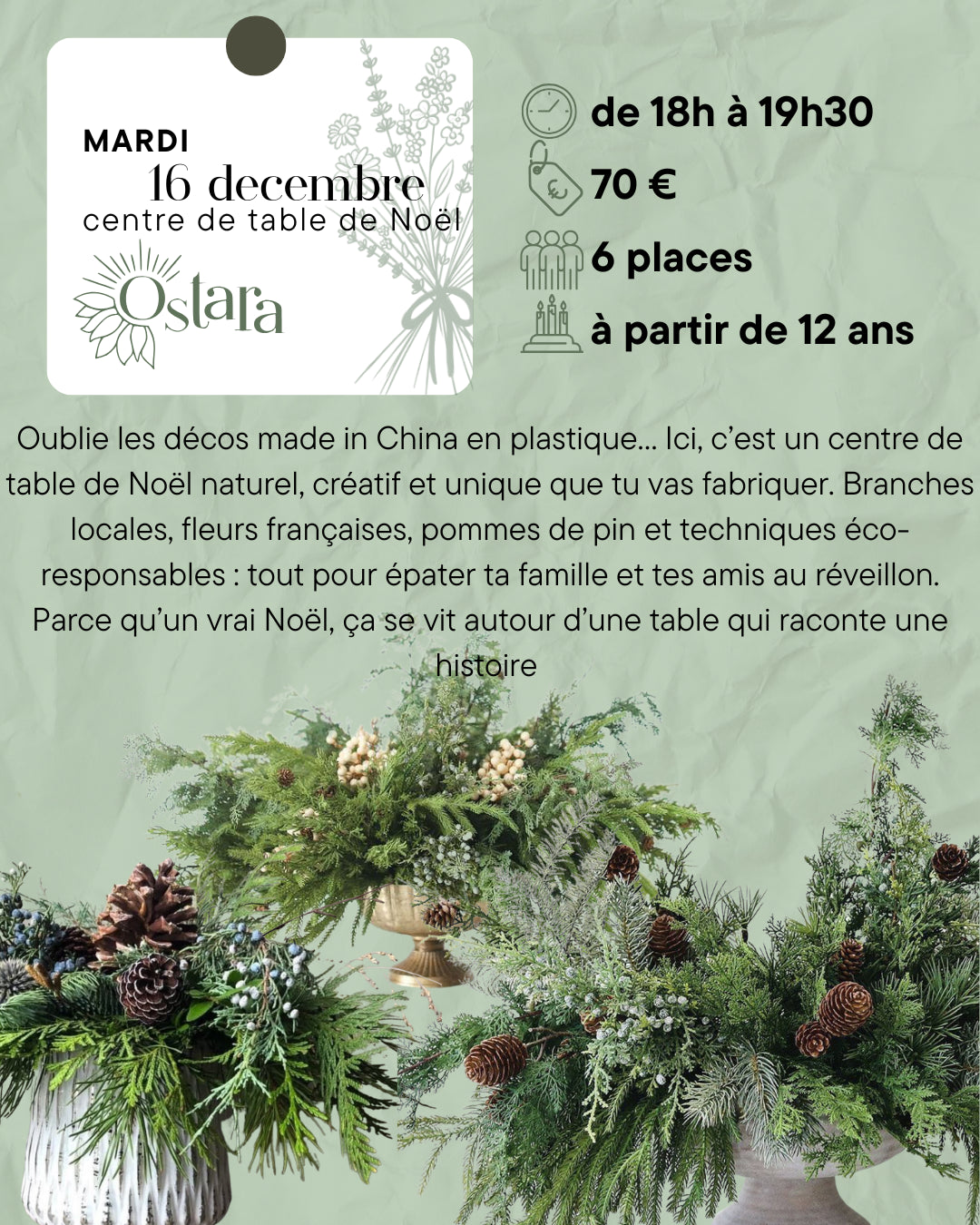 Atelier - centre de table de Noël - mardi 16 décembre